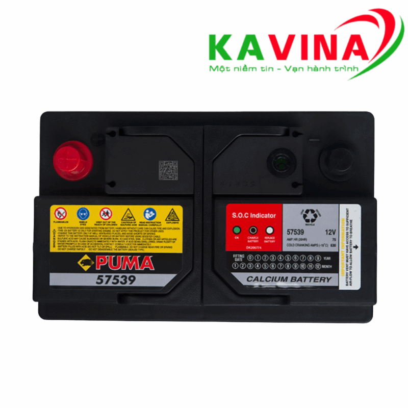 Bình ắc quy Puma 57539 DIN75L (12V-75Ah)