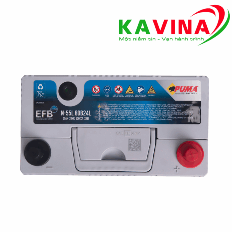 Bình ắc quy Puma EFB N-55L 80B24L (12V-55Ah)
