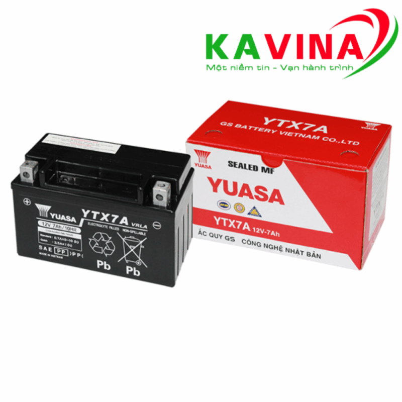 Bình ắc quy xe máy GS YUASA YTX7A (12V-7Ah)