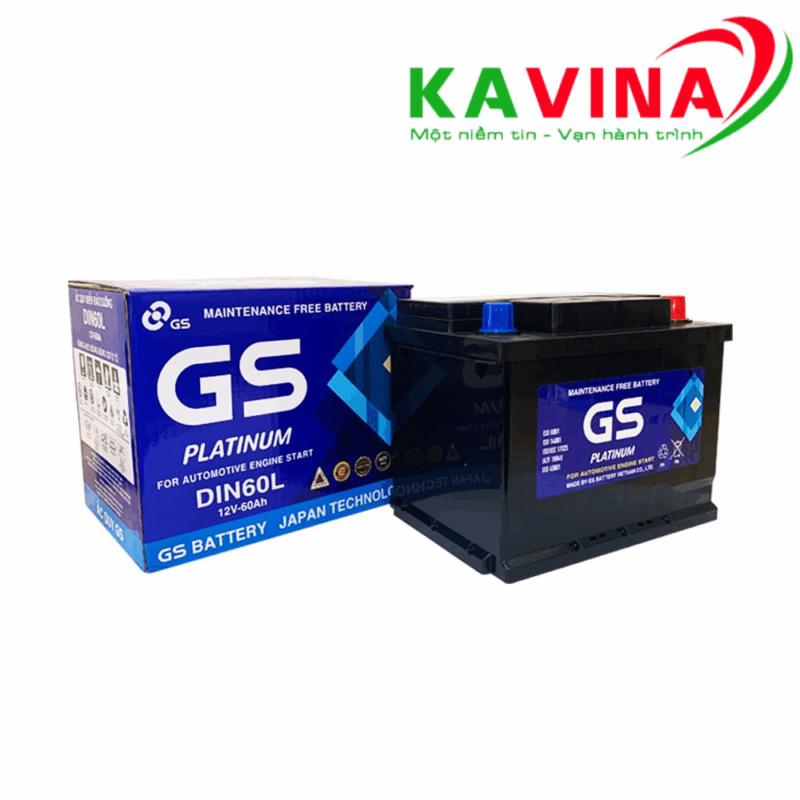 Bình ắc quy GS DIN60L (12V-60Ah)