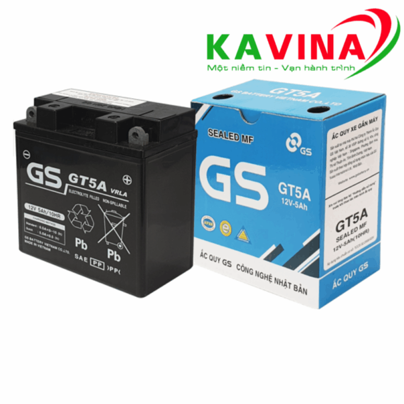 Bình ắc quy xe máy GS GT5A (12V-5Ah) - Cao