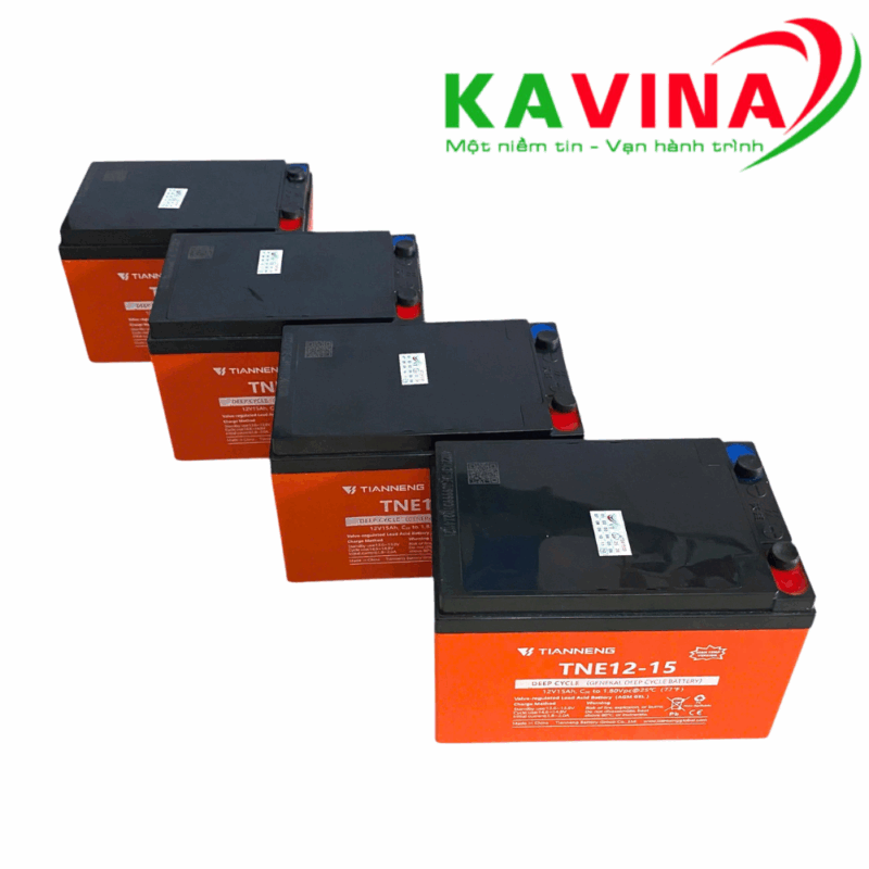 Bộ 4 bình ắc quy xe đạp điện Thiên Năng TNE12-15 (48V-15Ah) Cao cấp