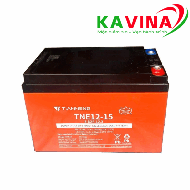 Bộ 4 bình ắc quy xe đạp điện Thiên Năng TNE12-15 (48V-15Ah) Cao cấp