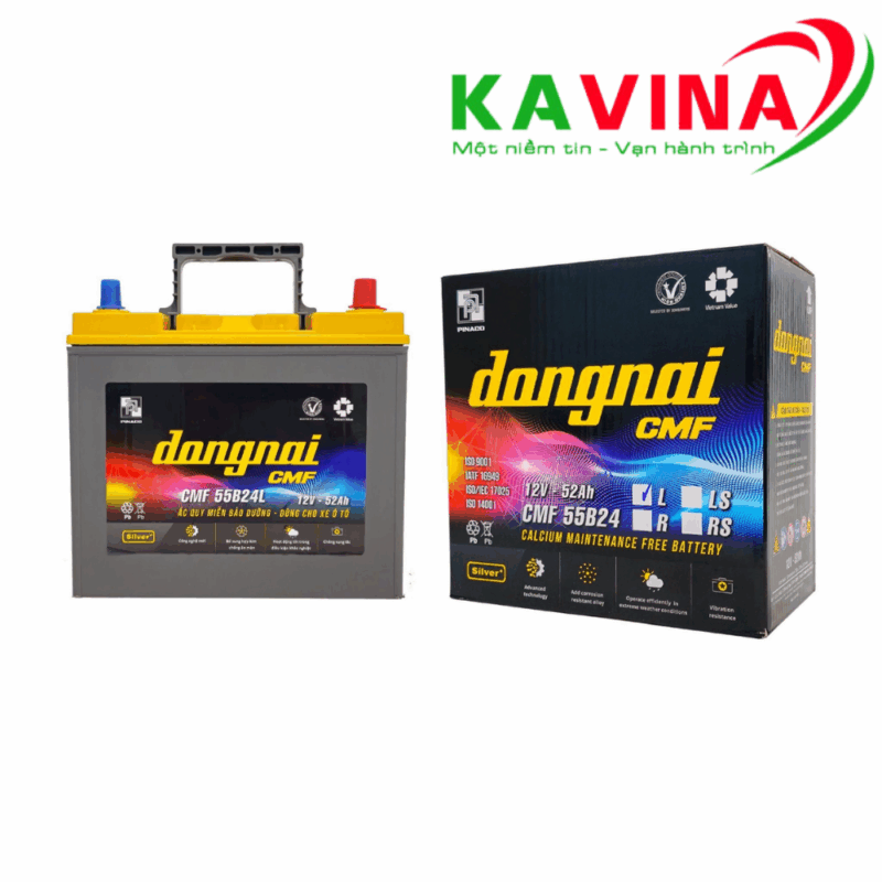 Bình ắc quy Đồng Nai CMF 55B24L (12V-52Ah)