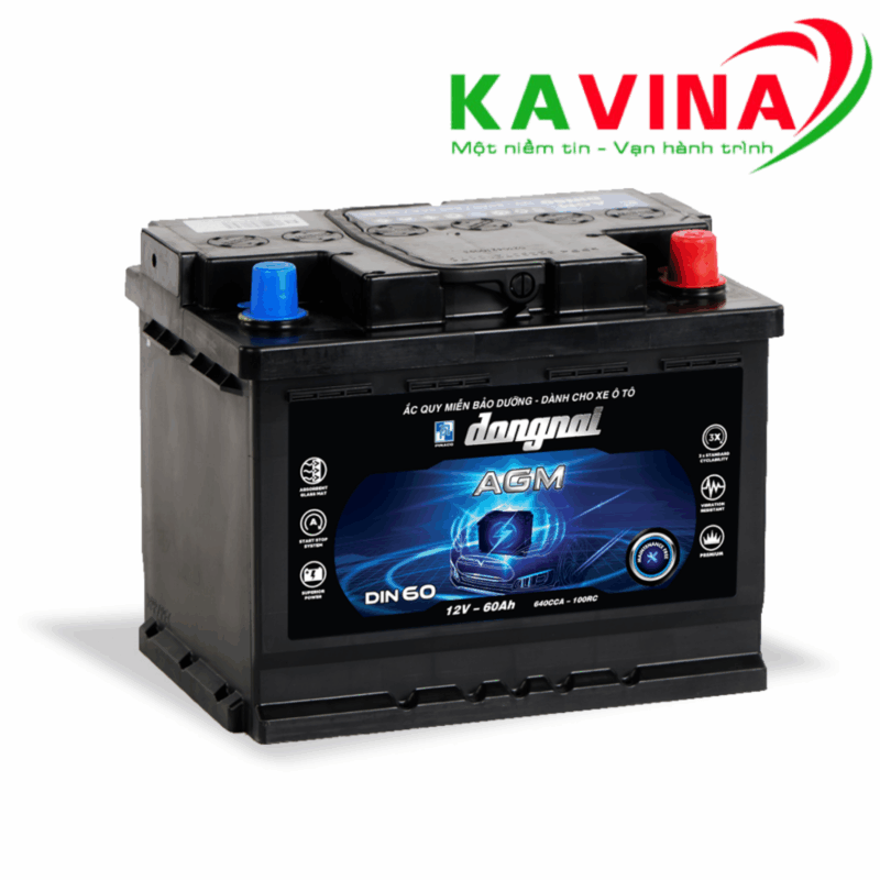 Bình ắc quy Đồng Nai AGM DIN60 (12V-60Ah)
