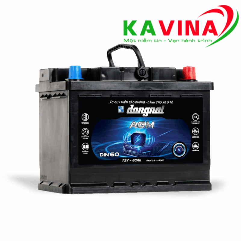 Bình ắc quy Đồng Nai AGM DIN60 (12V-60Ah)