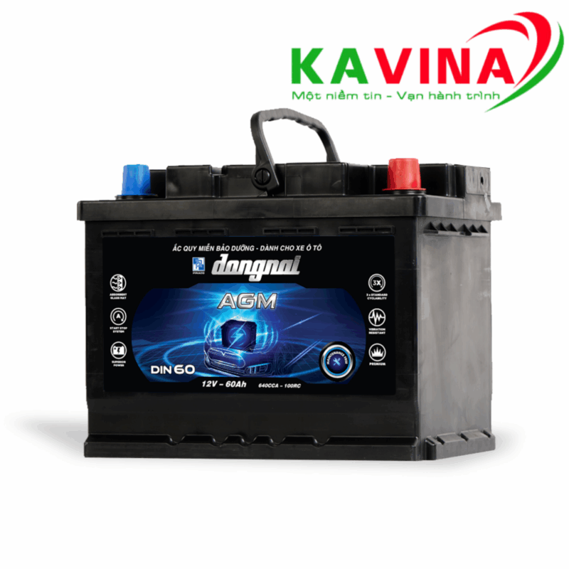 Bình ắc quy Đồng Nai AGM DIN60 (12V-60Ah)